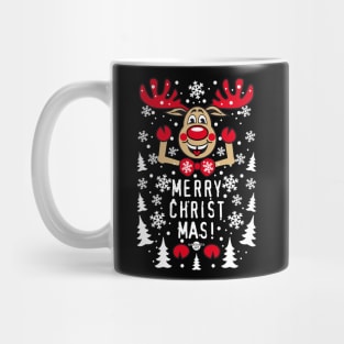 191 Reindeer Deer Rudolph Red Nose Merry Christmas cute Mug